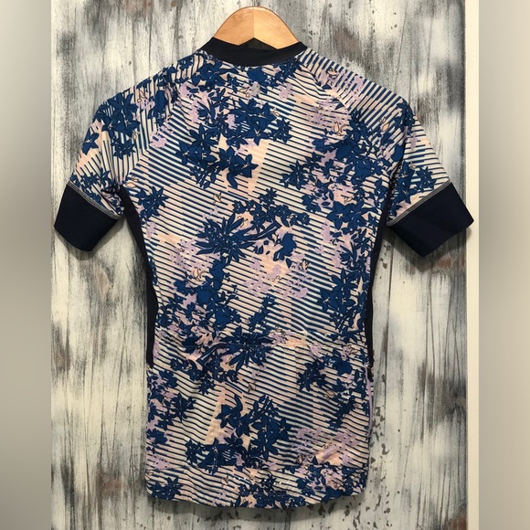 Sweaty Betty Cycling Short Sleeve Jersey Blue Floral Grid Print ~ Sizes: Various - Picture 2 of 15